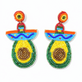 Avocado Sombrero Bead Party Earrings