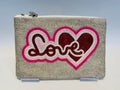 Love and Hearts Hand-Beaded Zipper Clutch Handmade Beaded Pouch with 46 Detachable