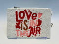 Love is in the air Custom Text Hand-Beaded Zipper Clutch Handmade Beaded Pouch with 46 Detachable Chain