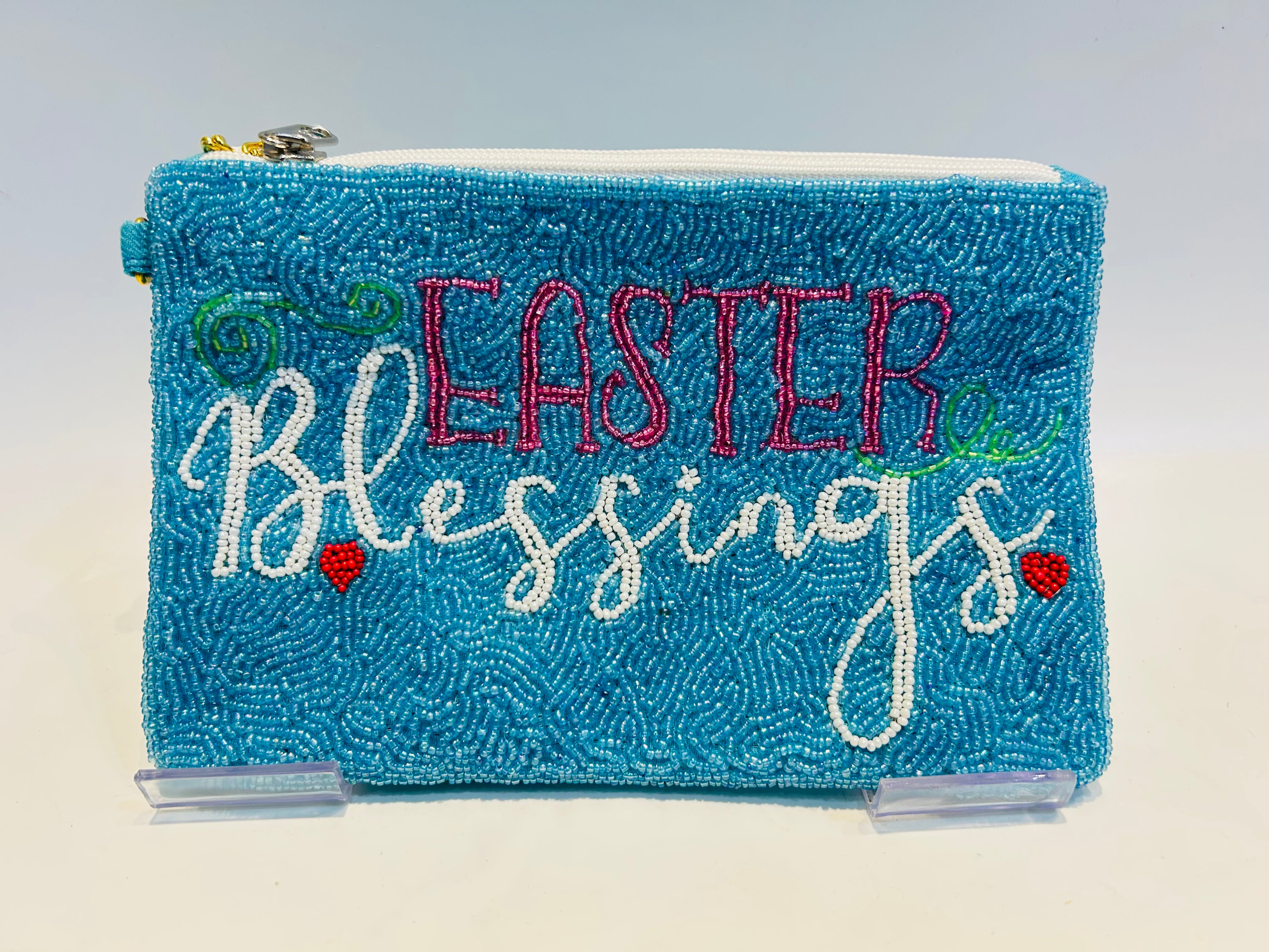 Handmade Beaded Easter Blessing Coin Purse | Small Festive Pouch with 46 Detachable Chain