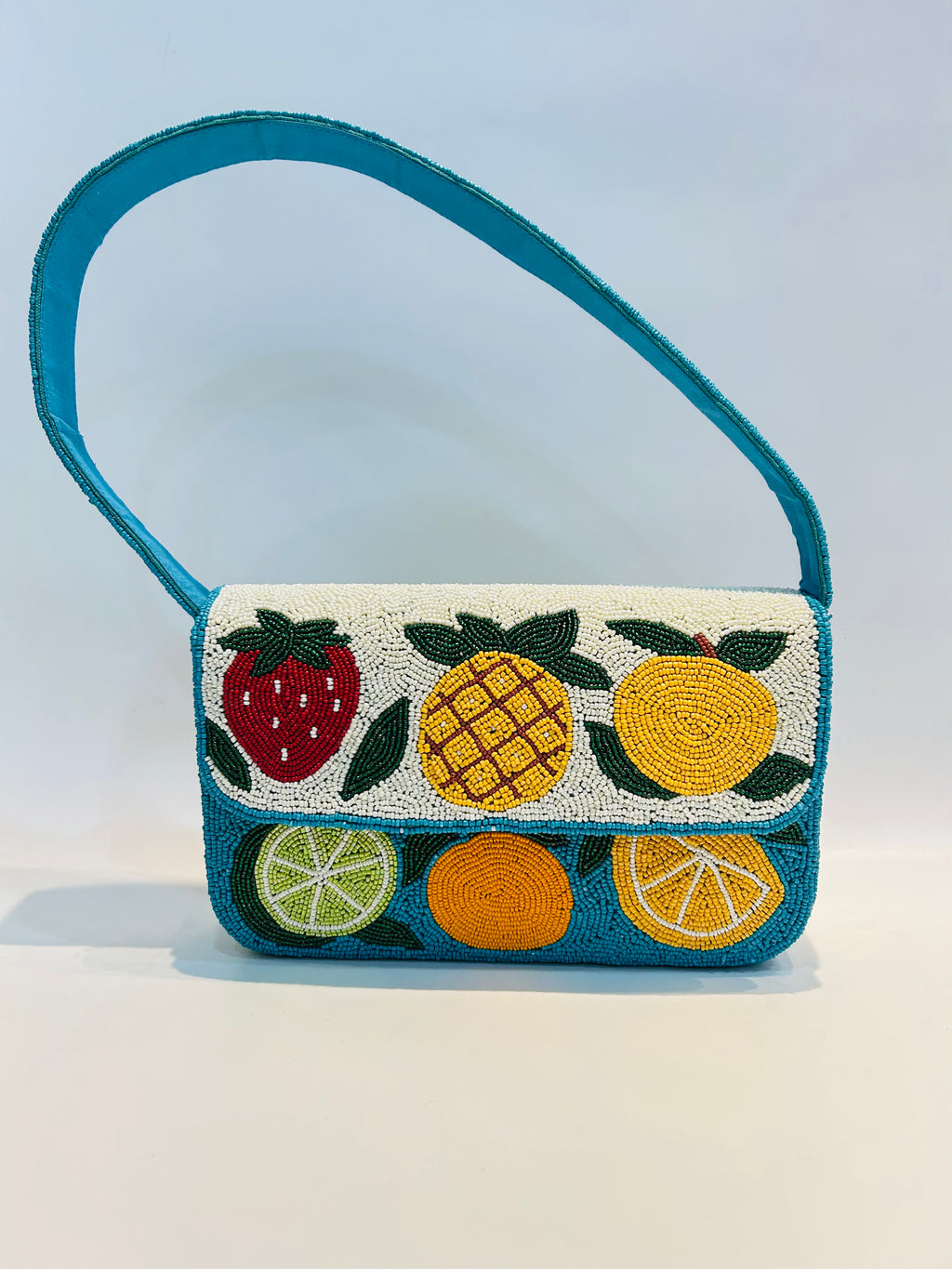 Beaded Multifruit Shoulder Bag