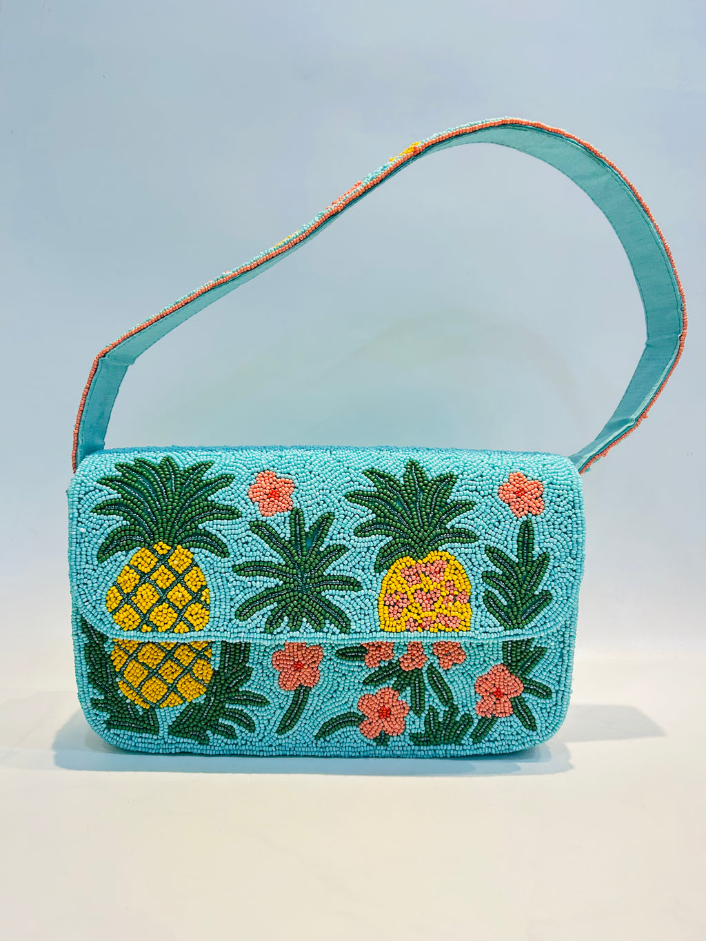 Beaded Pineapple Summer Shoulder Bag