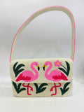 Beaded Flamingo Shoulder Bag, Citrus Beaded Bag, Tropical Summer Purse