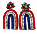 4th of July Beaded Earrings Handmade Red, White & Blue Statement Earrings